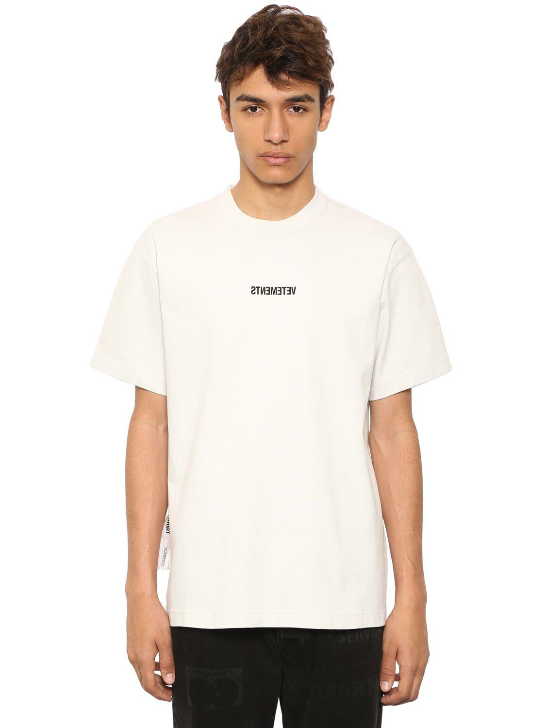 Vetements Oversize Reverse Logo Printed T-shirt in White for Men - Lyst