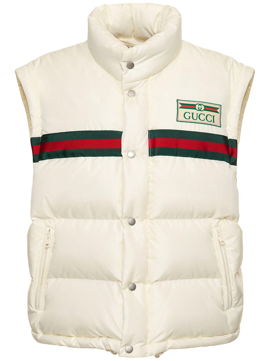Gucci Padded Nylon Down Jacket W web in Natural Lyst UK