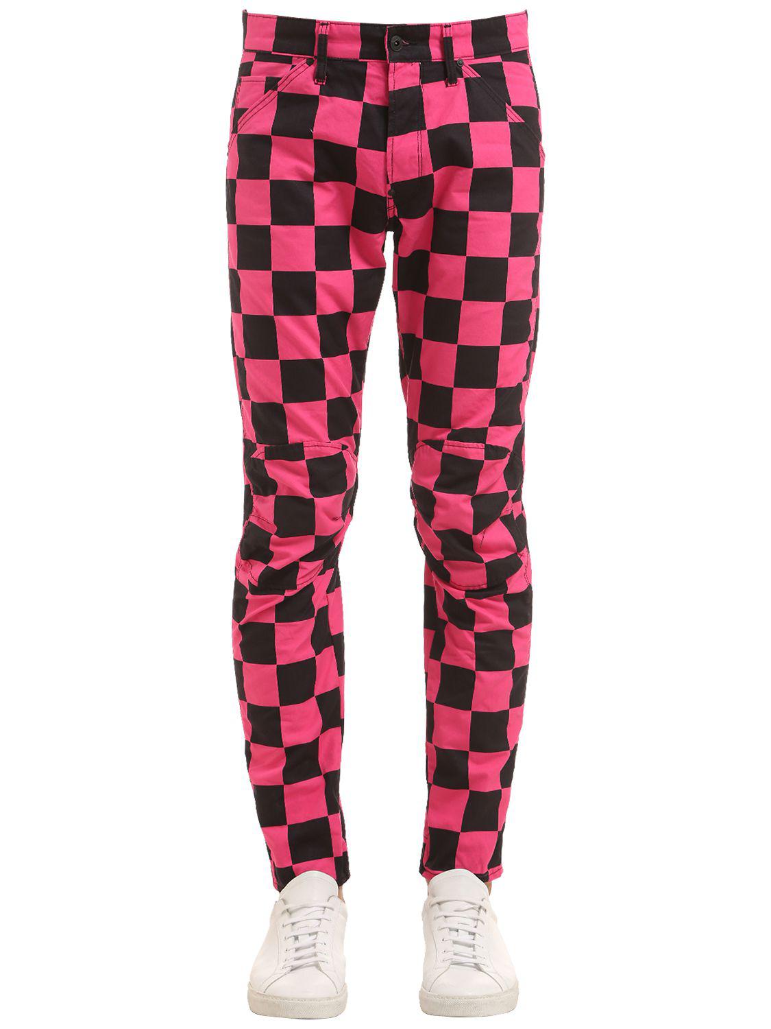 G-Star RAW Elwood Chef's Check Printed Jeans in Pink for Men | Lyst Canada
