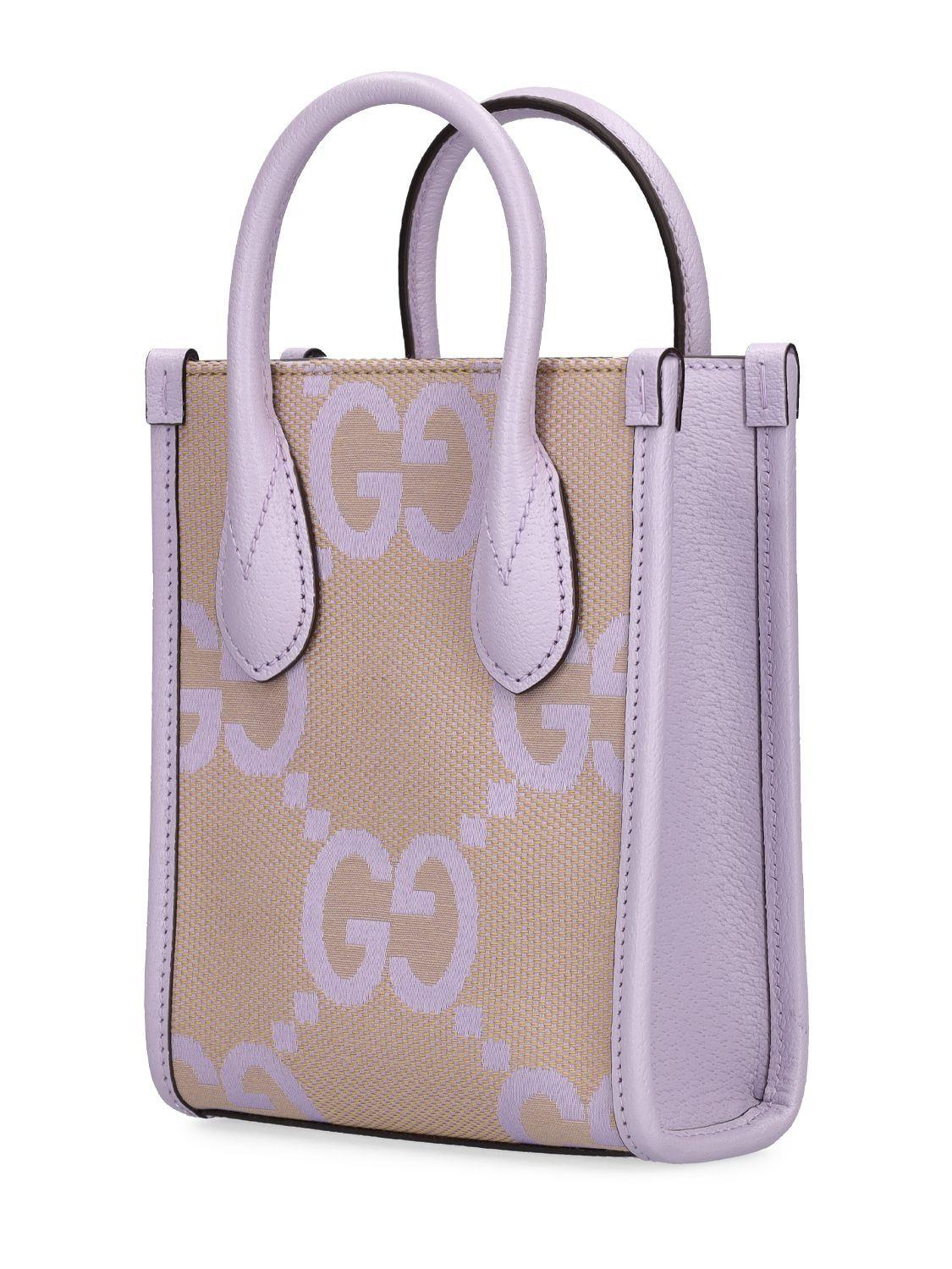 Gucci Jumbo GG Mini Tote Bag Beige/Lilac in Canvas - US
