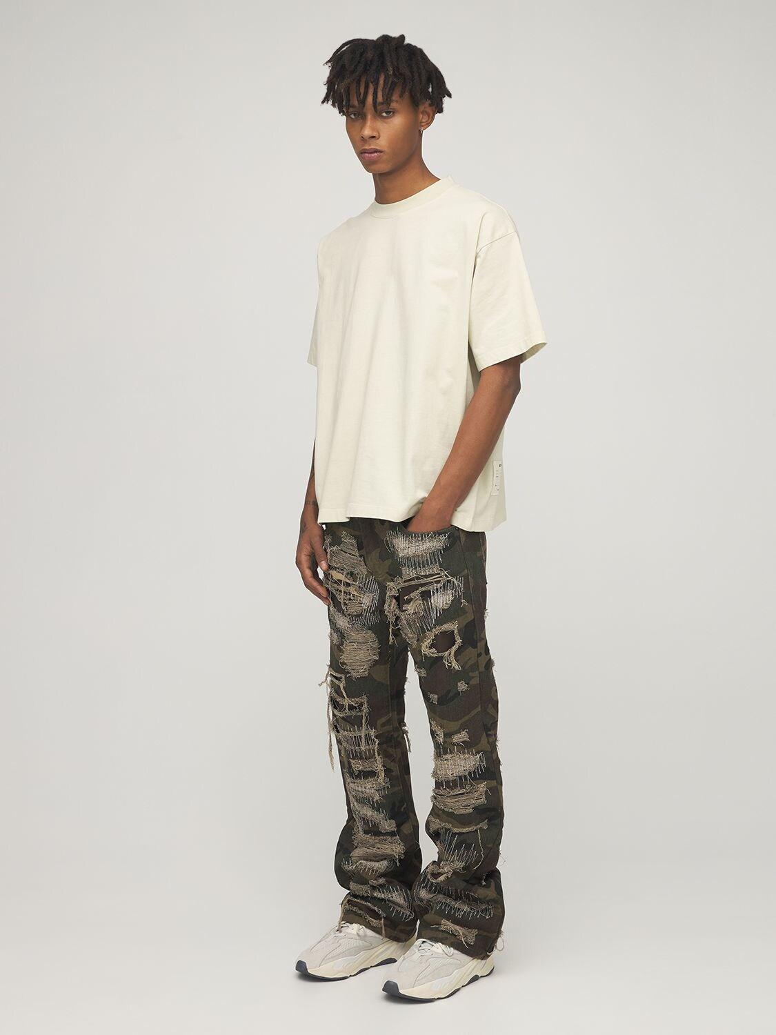 Jaded London Camo Extreme Ripped Bootcut Jeans in Green for Men | Lyst UK