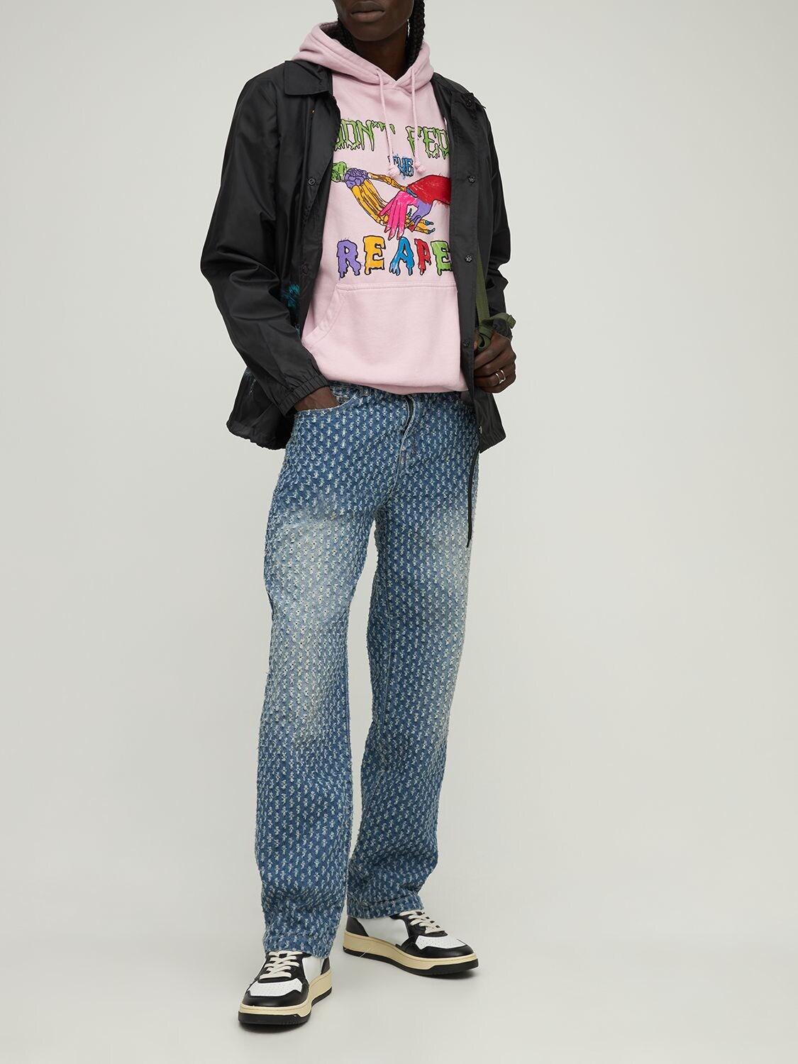 Denim Washed Distressed Skater Jeans 