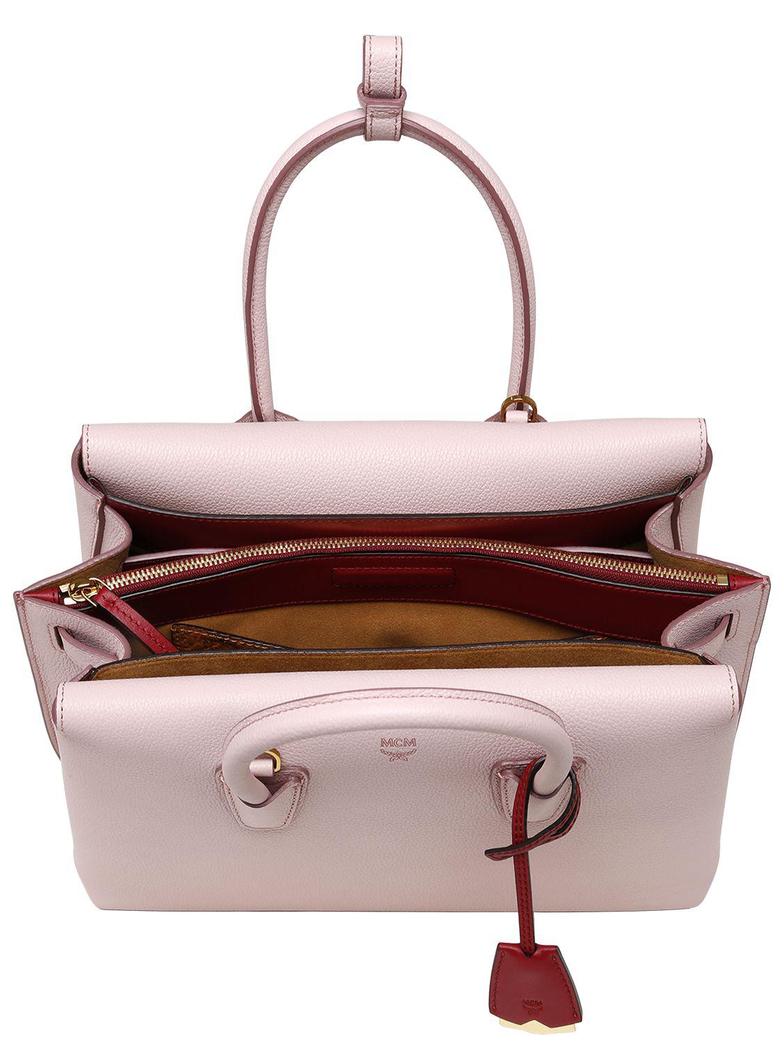 MCM Medium Milla Leather Tote Bag in Pink Lyst