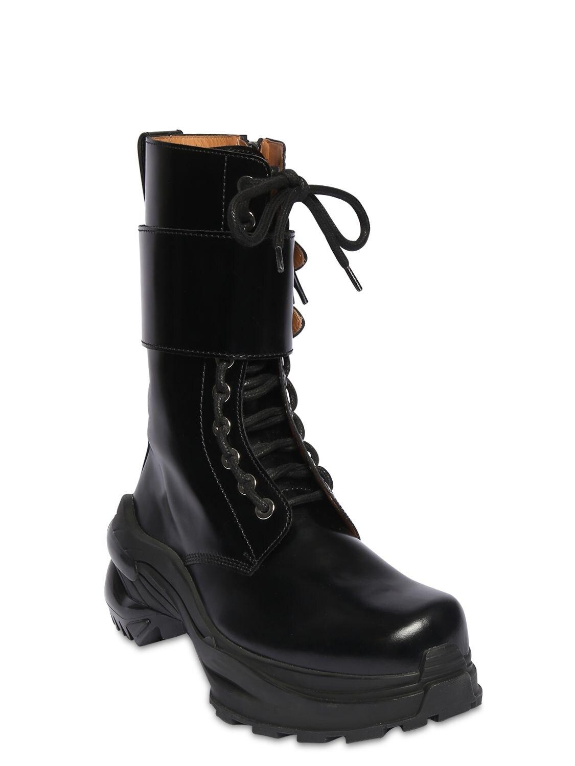Maison Margiela 50mm Brushed Leather Combat Boots in Black for Men | Lyst