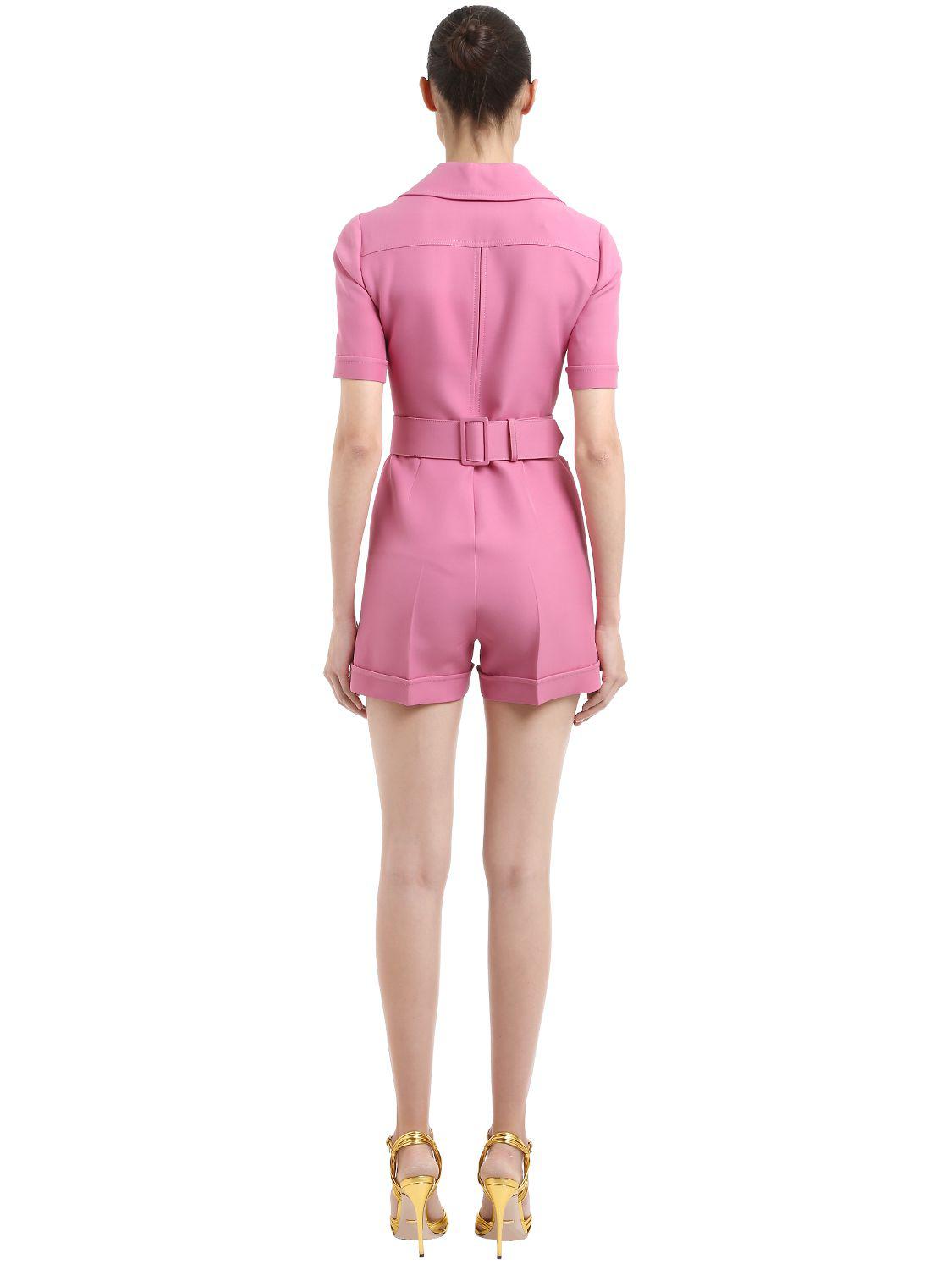 Gucci Belted Wool And Silk-blend Cady Mini Dress in Pink