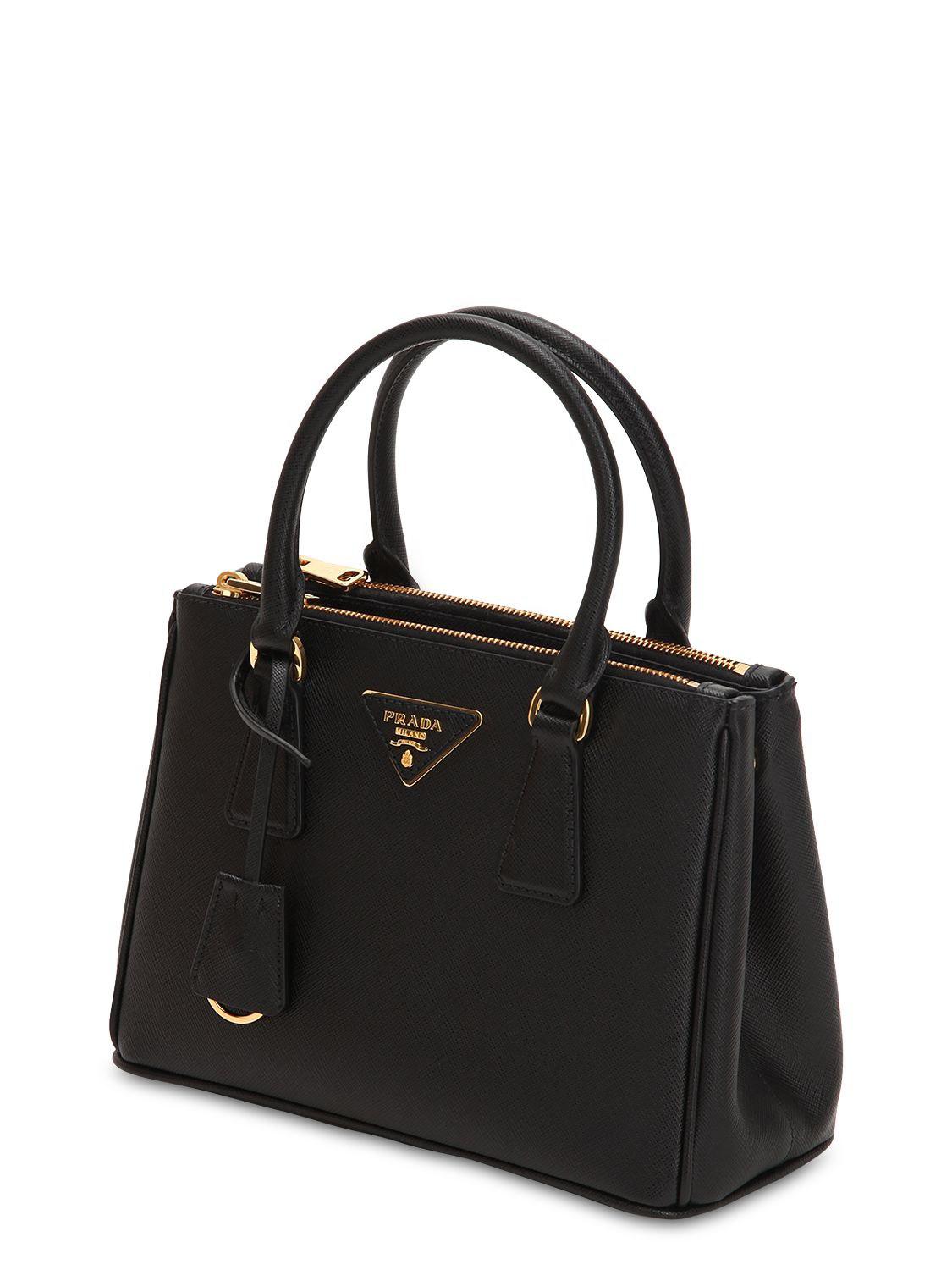 Prada Leather Galleria Tote Bag Medium Nero in Black | Lyst