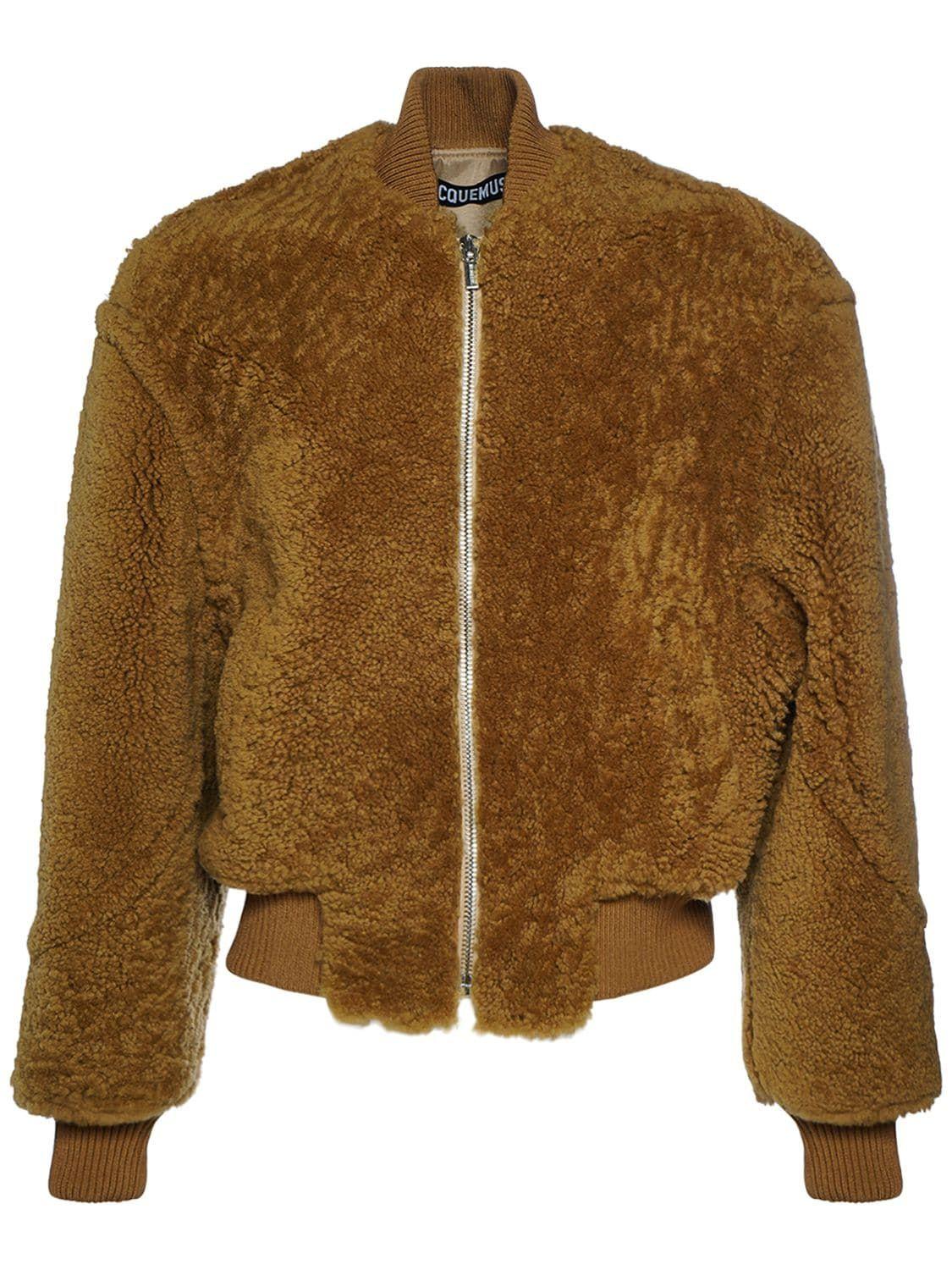 Jacquemus Le Blouson Pilou Lamb Fur Jacket in Brown | Lyst