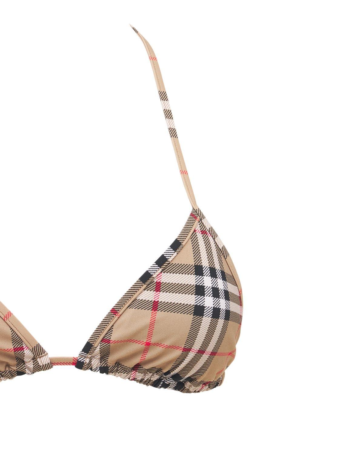 Burberry Synthetic Check Printed Stretch Lycra Bikini Set in Antique 