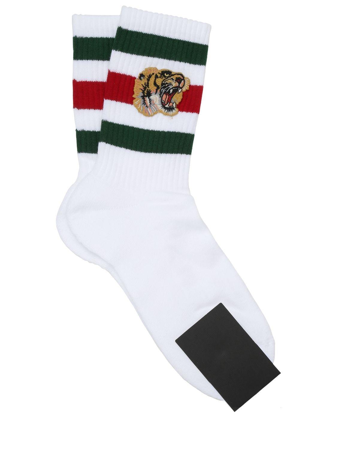 Gucci Tiger Patch Cotton Blend Socks in White for Men Lyst