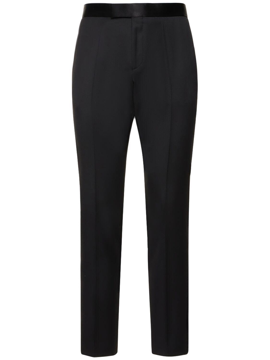 BOSS by HUGO BOSS Genius Wool Tuxedo Pants in Black for Men | Lyst