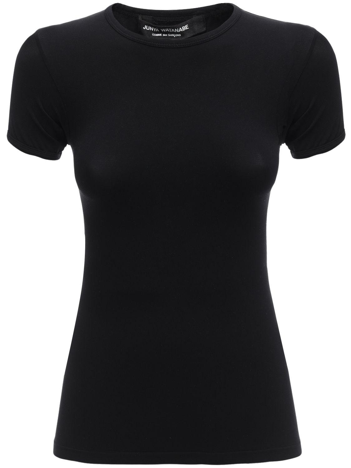 Junya Watanabe Synthetic Stretch Nylon Jersey T-shirt in Black - Lyst