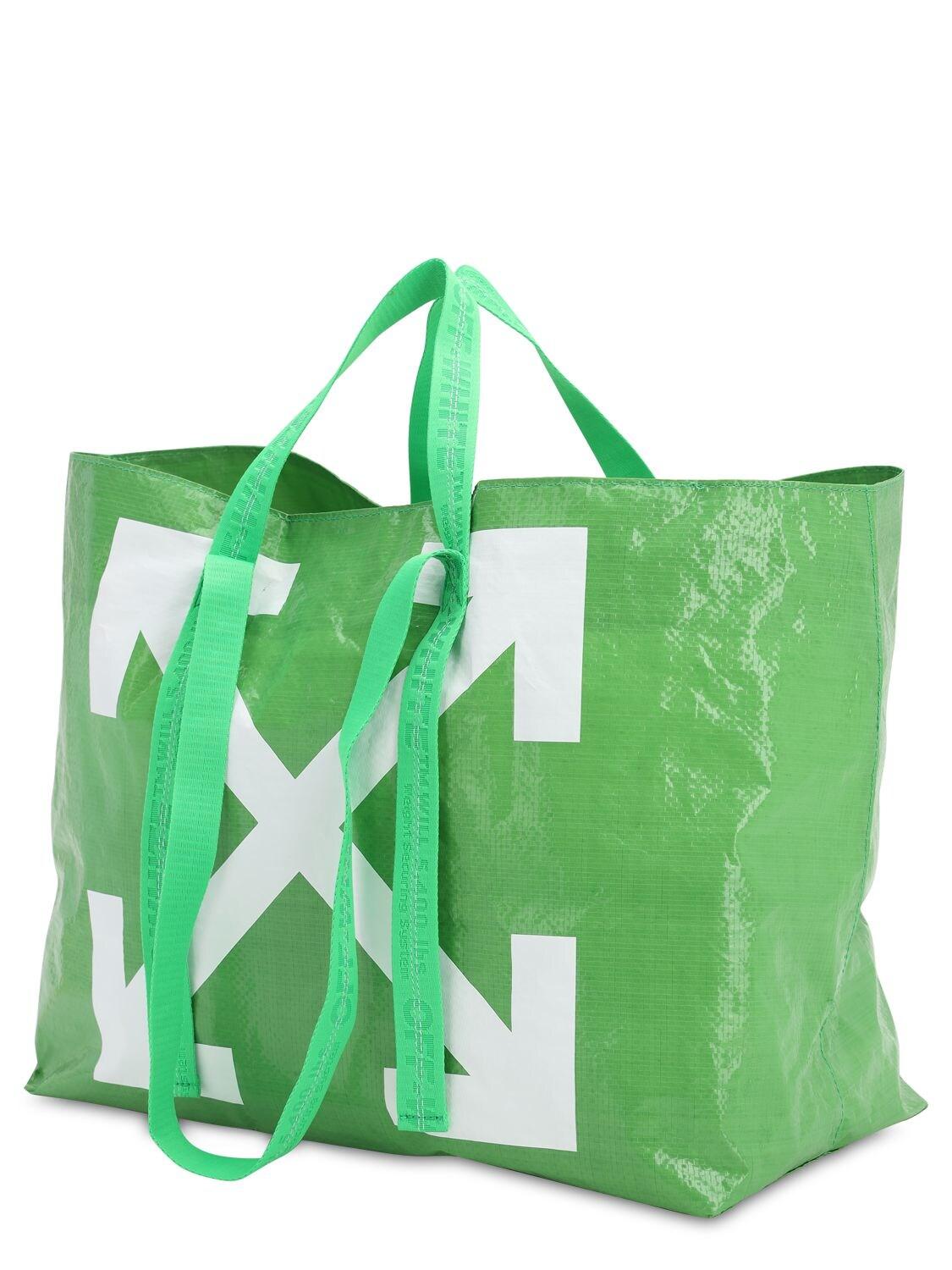 Off-White c/o Virgil Abloh Logo Printed Pvc Tote Bag in Green - Lyst