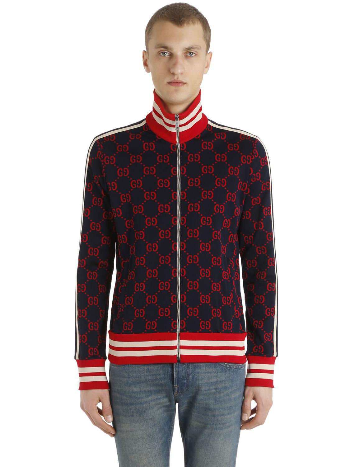 transfusion stum industri Gucci Gg Zipped Jacquard Track Jacket in Navy/White (Blue) for Men - Lyst