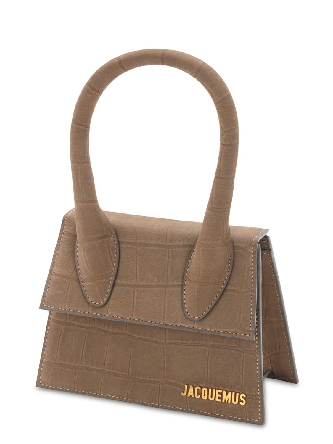 Jacquemus Le Chiquito Moyen Croc Embossed Bag in Natural | Lyst