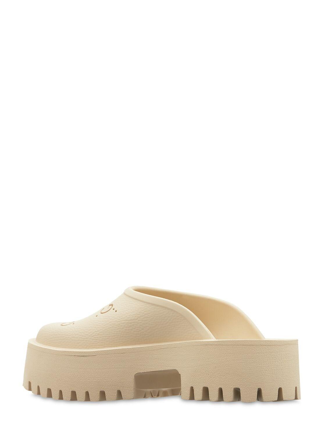 Gucci Rubber 55mm Elea Perforated G Platform Sandals in Ivory 