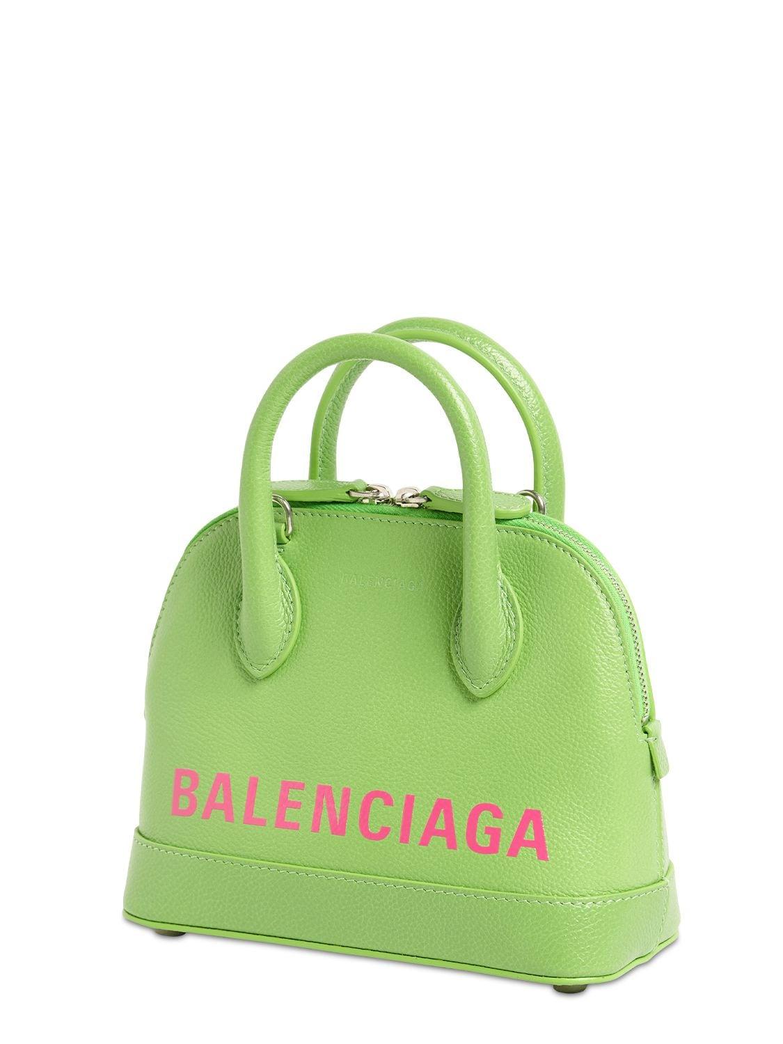 BALENCIAGA Signature Grained Calfskin XXS Ville Top Handle Bag Acid Pink  Light Black 1294812