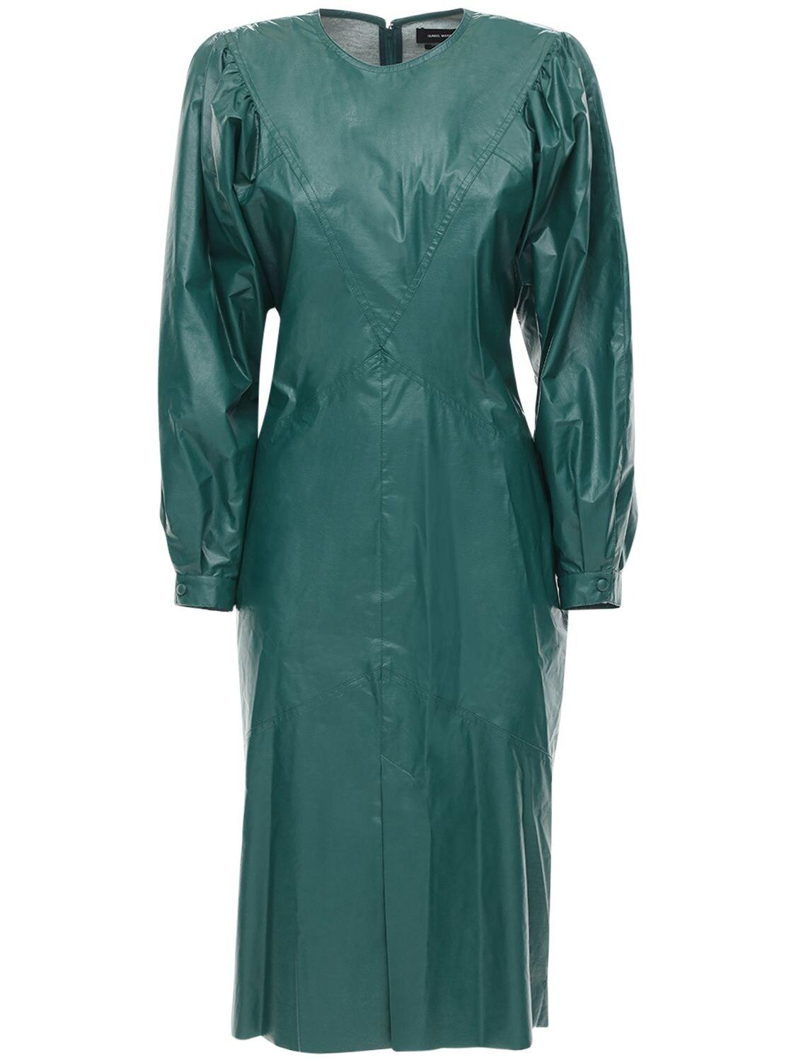 Isabel Marant Drea Faux Leather Midi Dress in Green | Lyst UK
