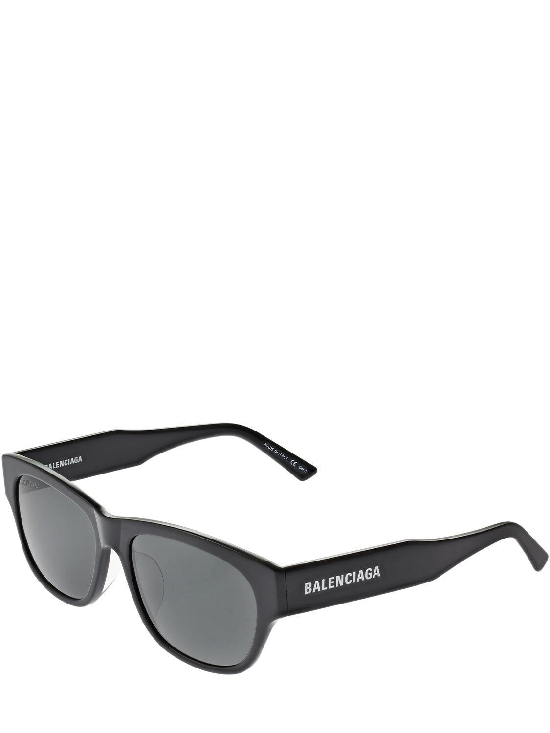 Balenciaga Flat Rectangle 2.0 Acetate Sunglasses in Black
