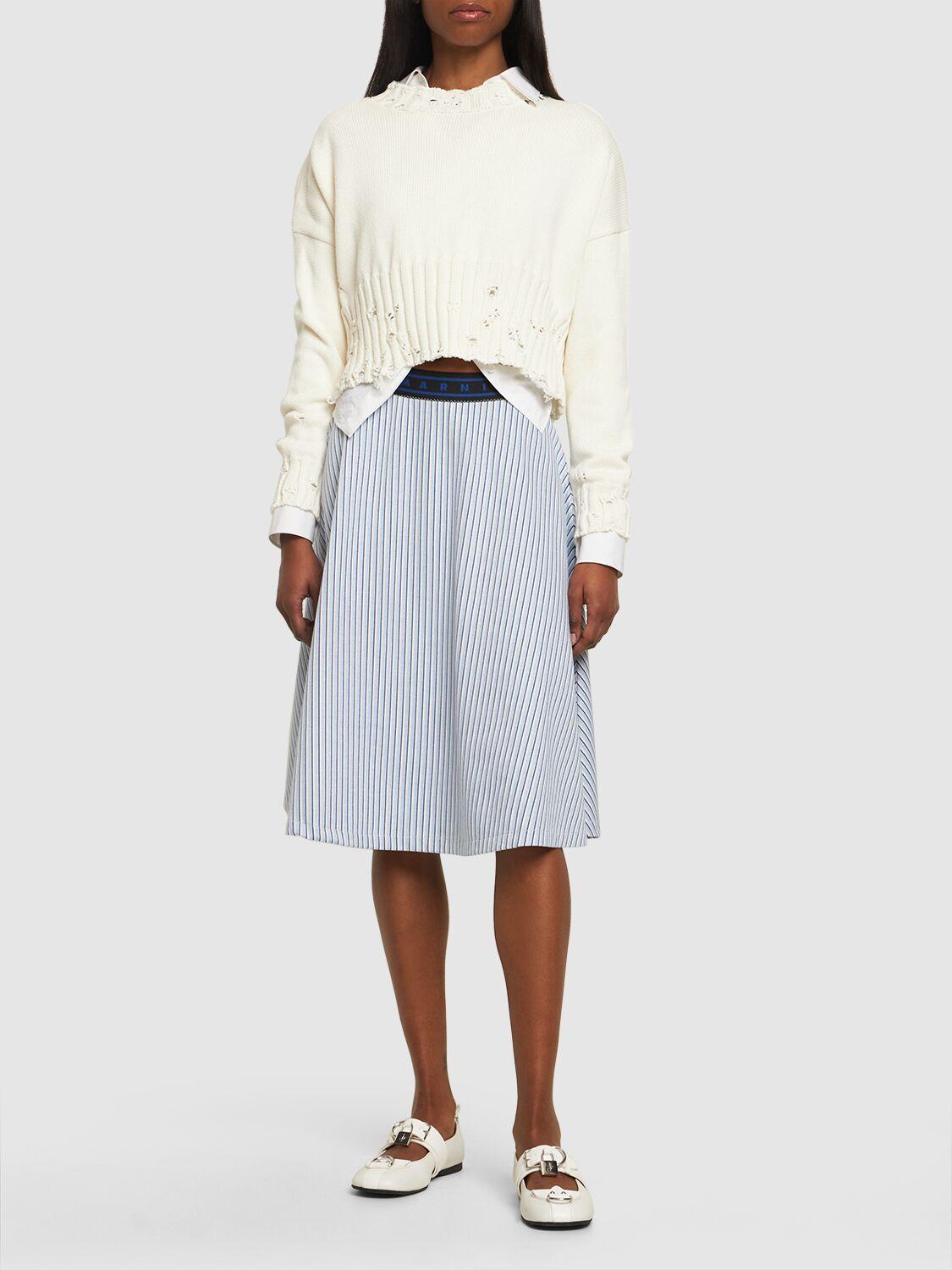 Marni Blue Graphic Midi Skirt