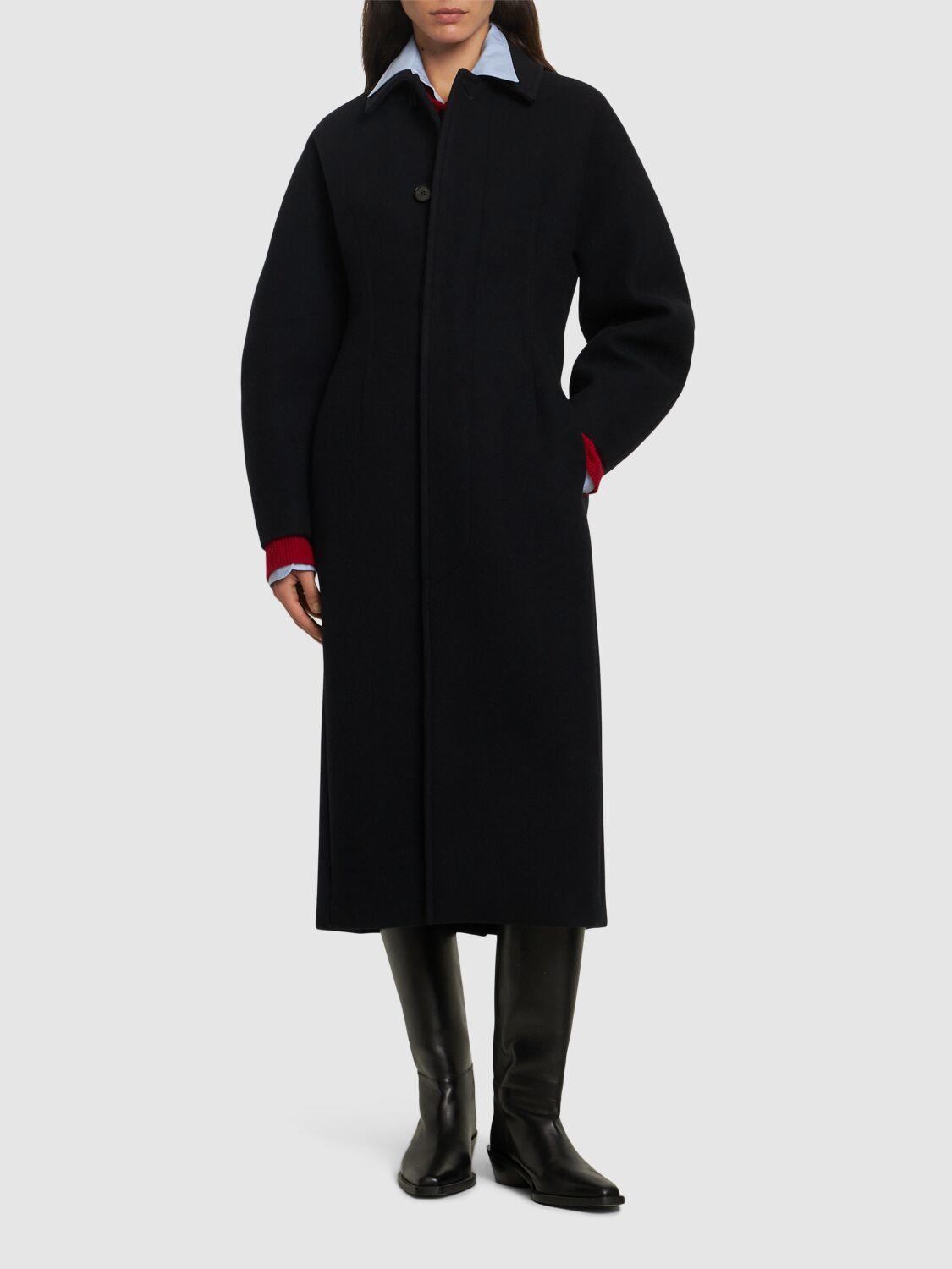 AURALEE Sponge Wool Melton Coat in Black | Lyst AURALEE Sponge Wool Melton Coat in Black | Lyst