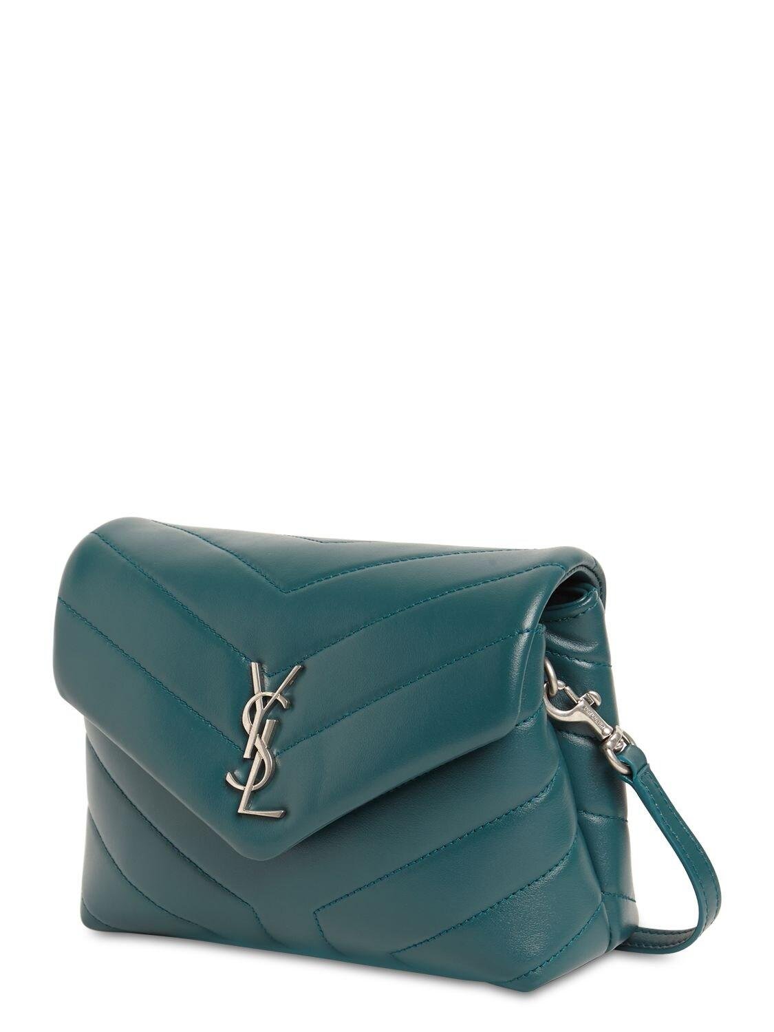 Saint Laurent Loulou Toy Strap Bag Petrol Green/silver | Lyst