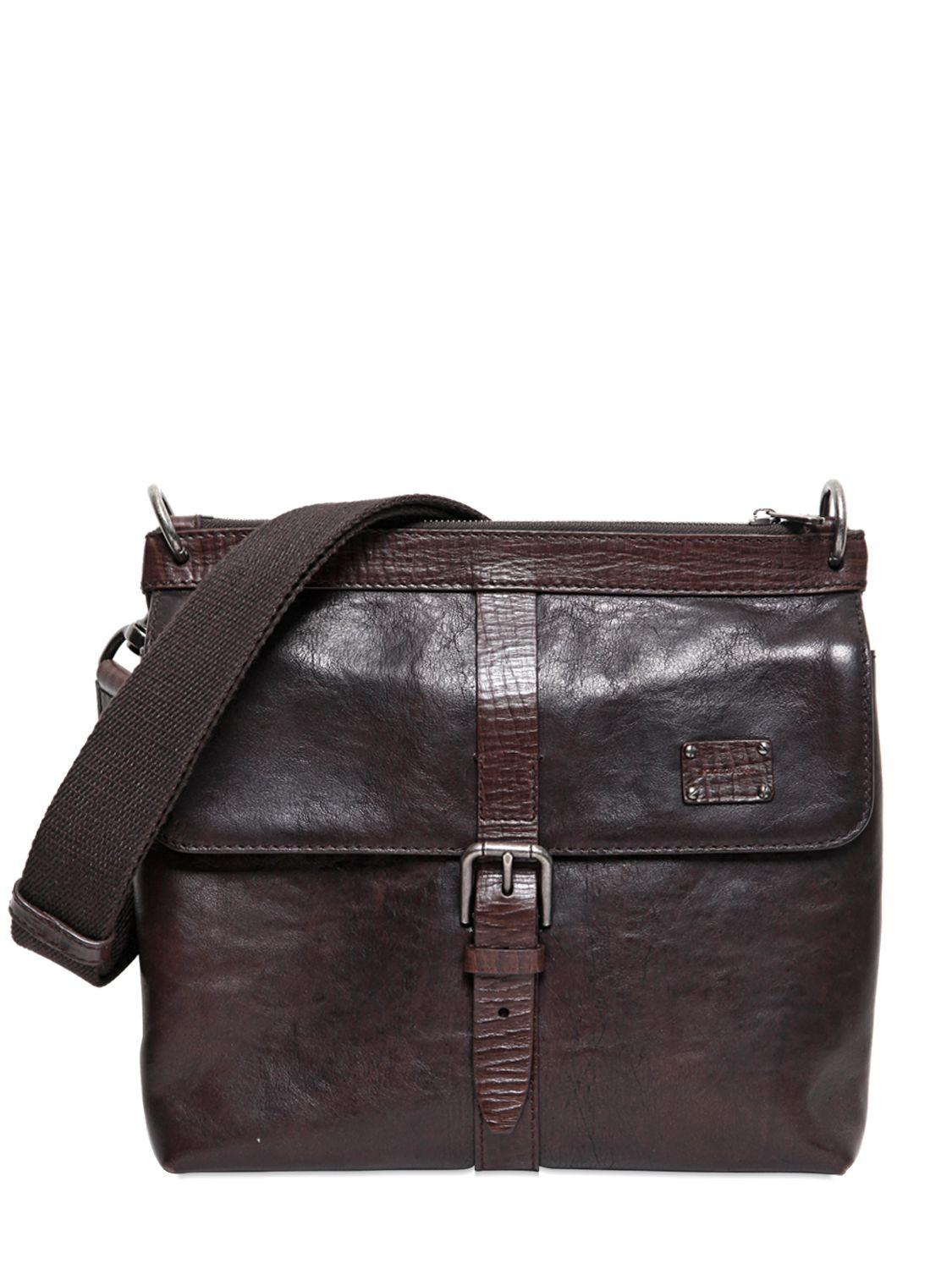 Dolce & Gabbana Brushed Leather Cross Body Bag in Brown for Men - Lyst
