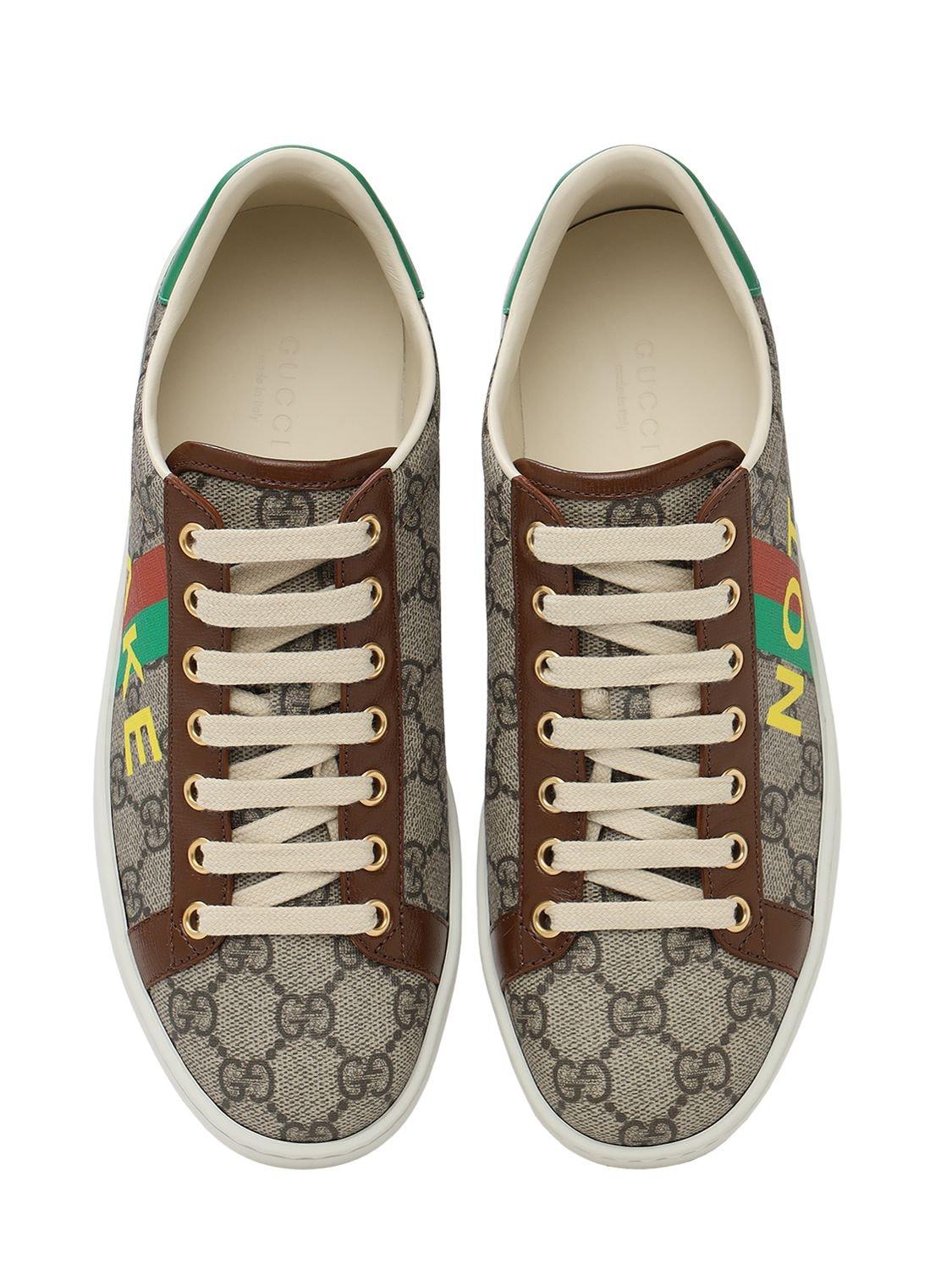 Gucci Canvas 20mm New Ace Printed Supreme Sneakers in Natural - Lyst