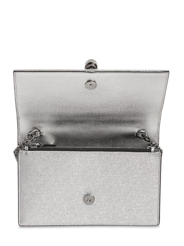 Saint Laurent Mini Kate Silver Leather Bag in Metallic | Lyst