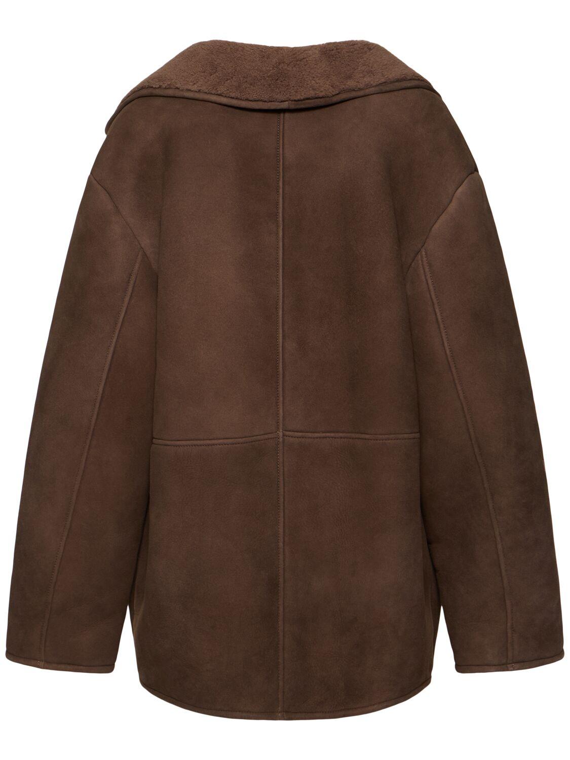 Loulou de Saison Cirebo Suede Shearling Coat in Brown | Lyst UK