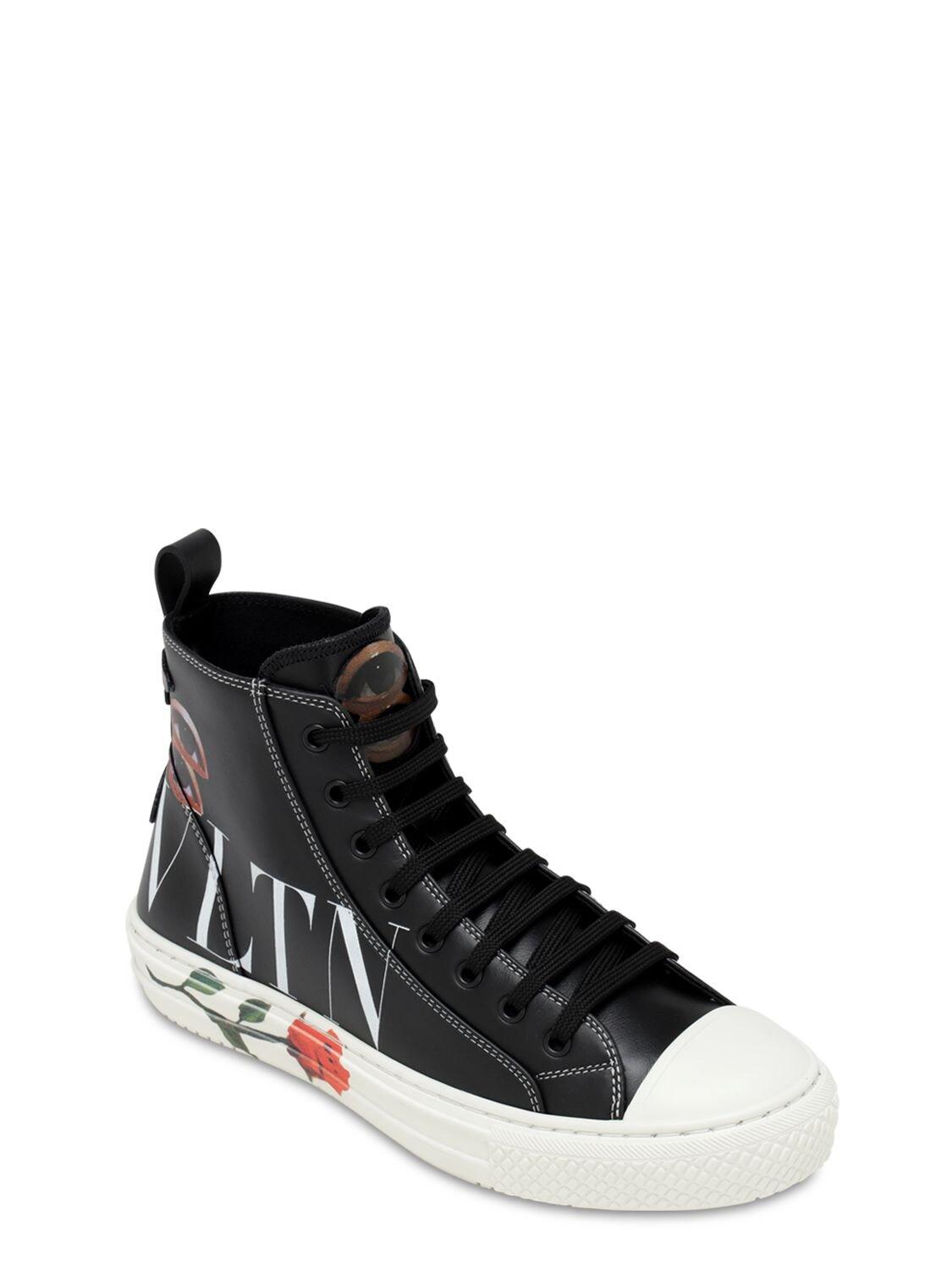 Valentino Garavani Vltn Printed Hi-top Leather Sneakers in Black for ...