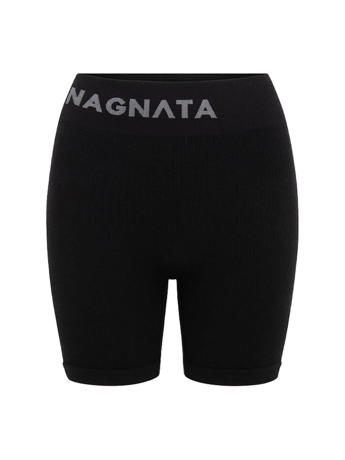 Nagnata Yang Wool Blend Mini Shorts in Black | Lyst