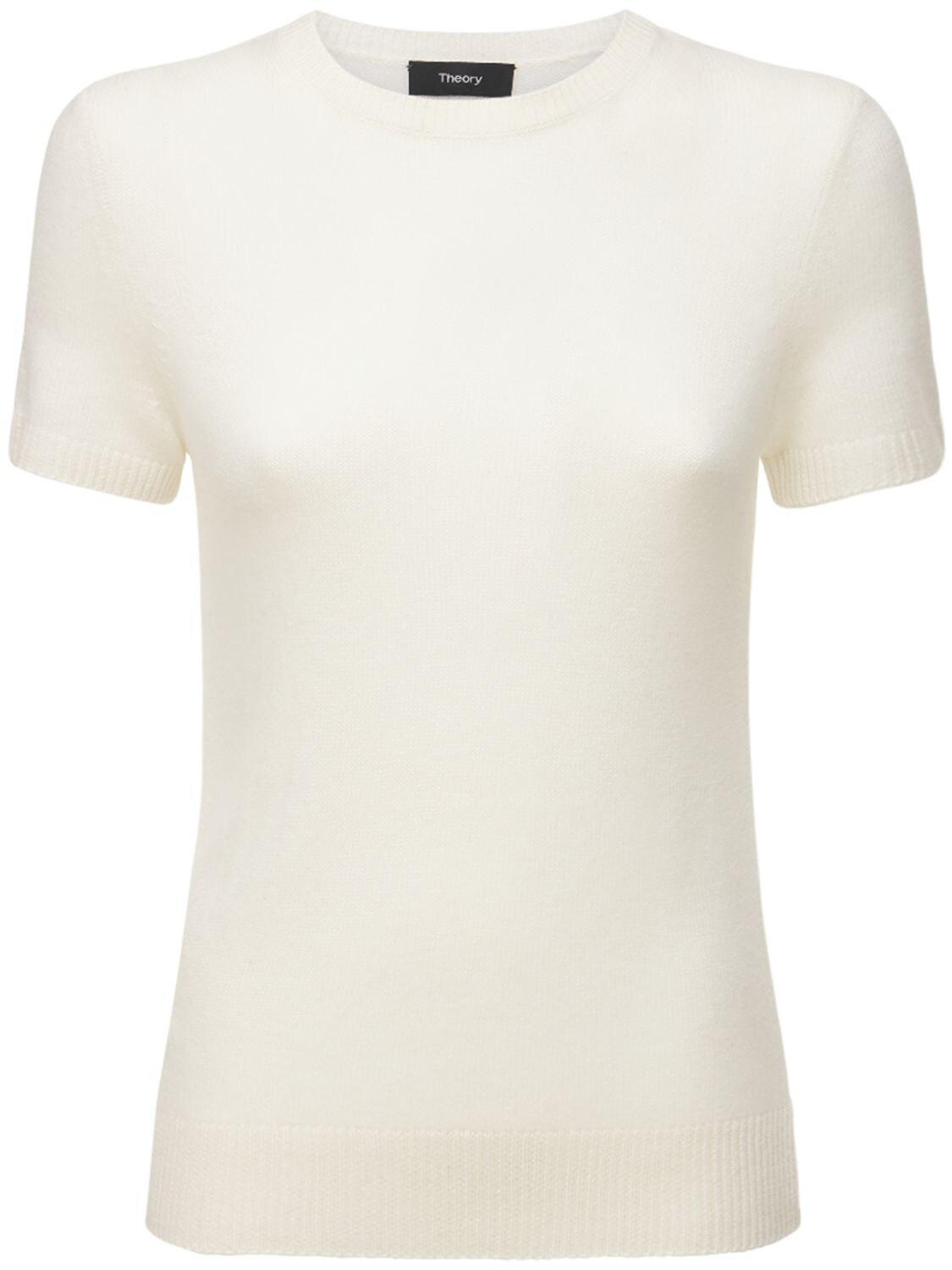 Theory Cashmere T-shirt in White - Lyst