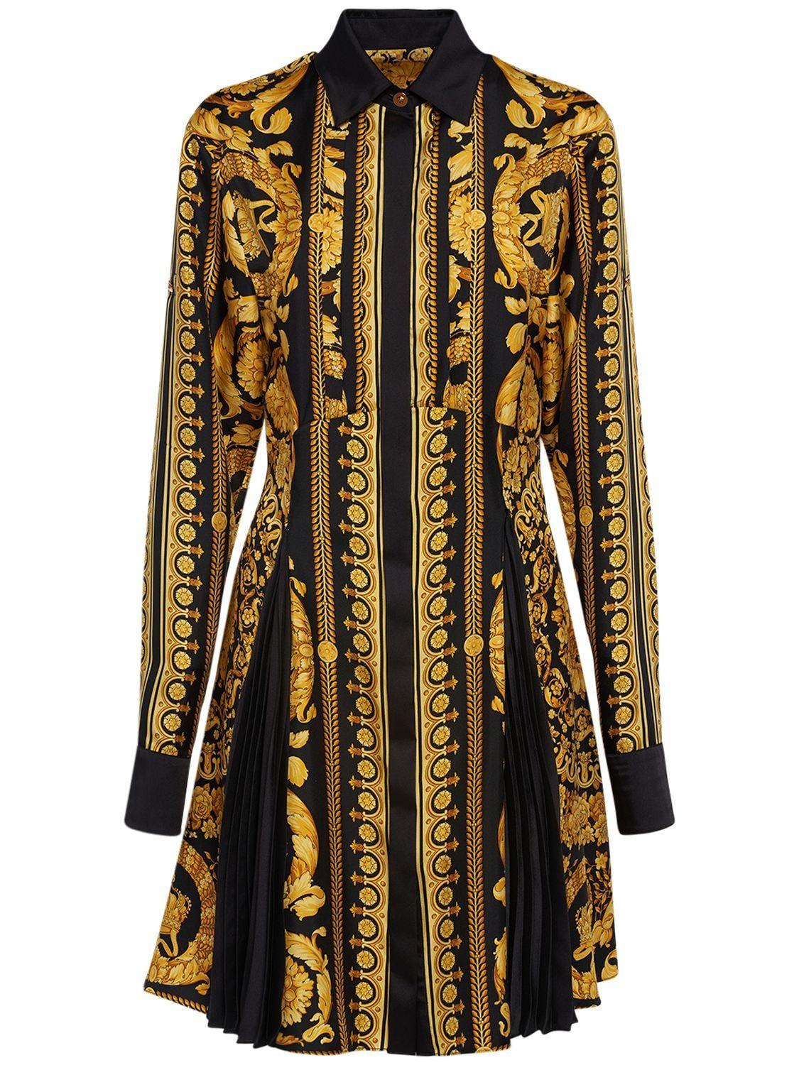 Versace Barocco Print Silk Twill Shirt Dress | Lyst