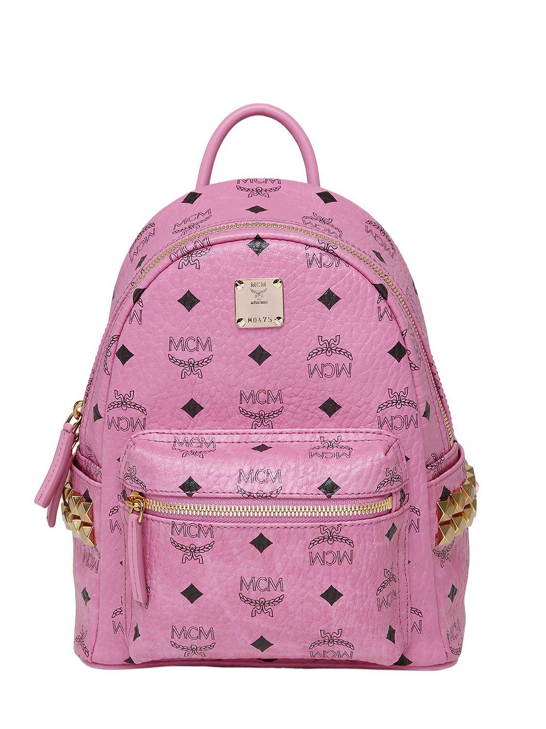 mcm pink leather backpack