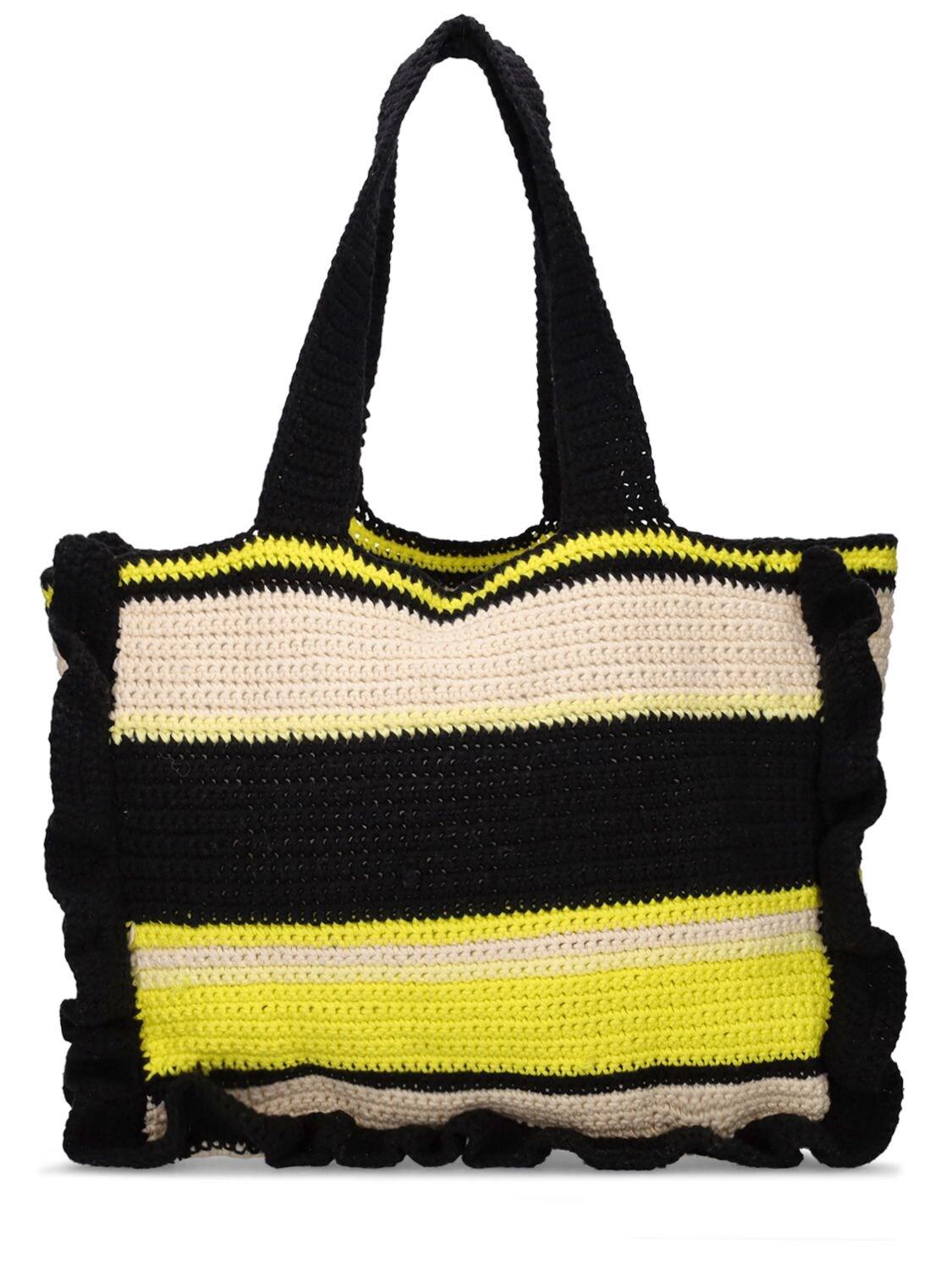 ★Ganni★ Cotton Crochet Frill Tote Bag Yellow A4515373 A451 MUSINSA | GANNI Cotton Crochet Frill Tote Bag - Yellow