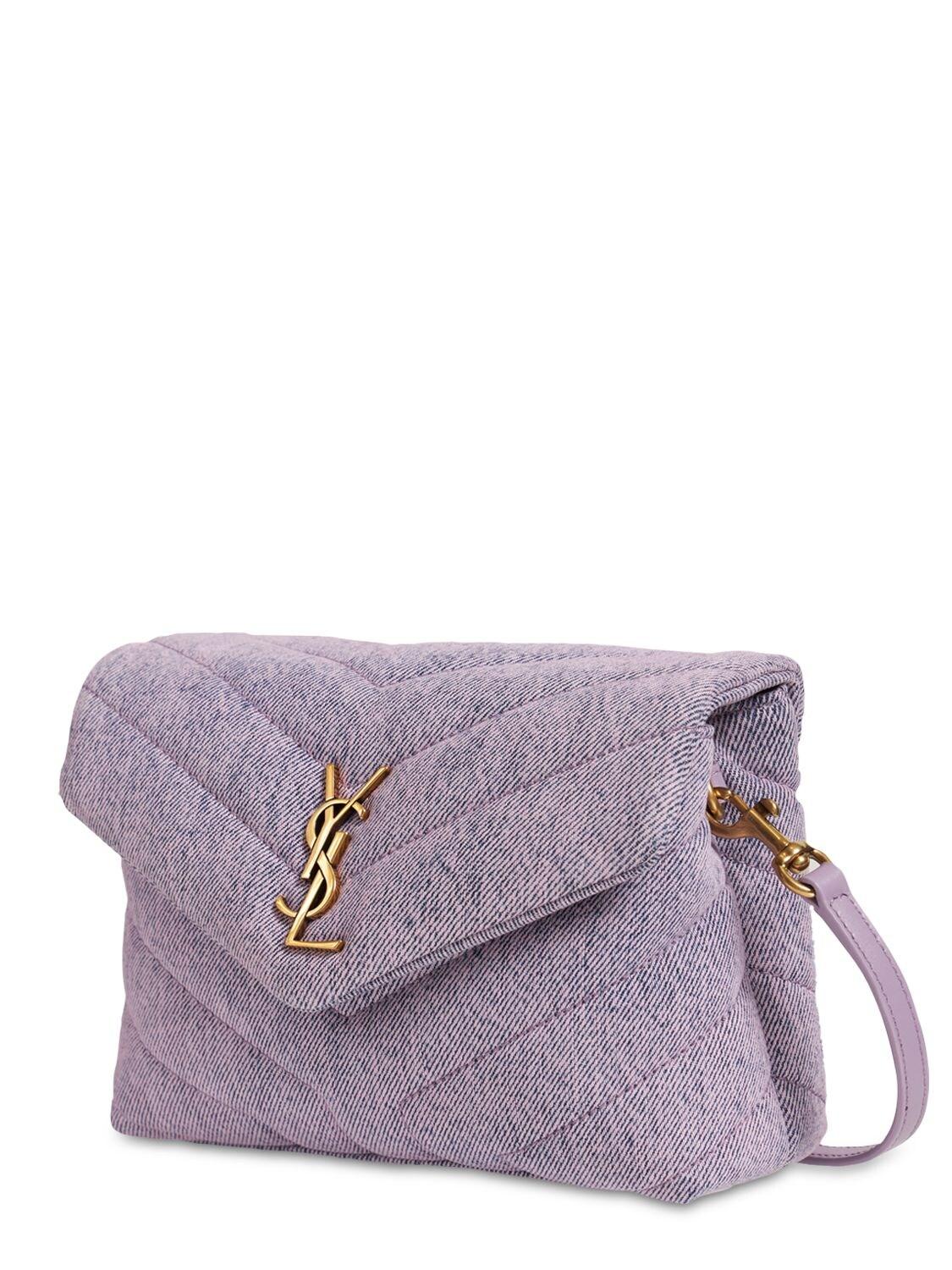 Saint Laurent Tasche Aus Denim toy Loulou in Lila Lyst DE