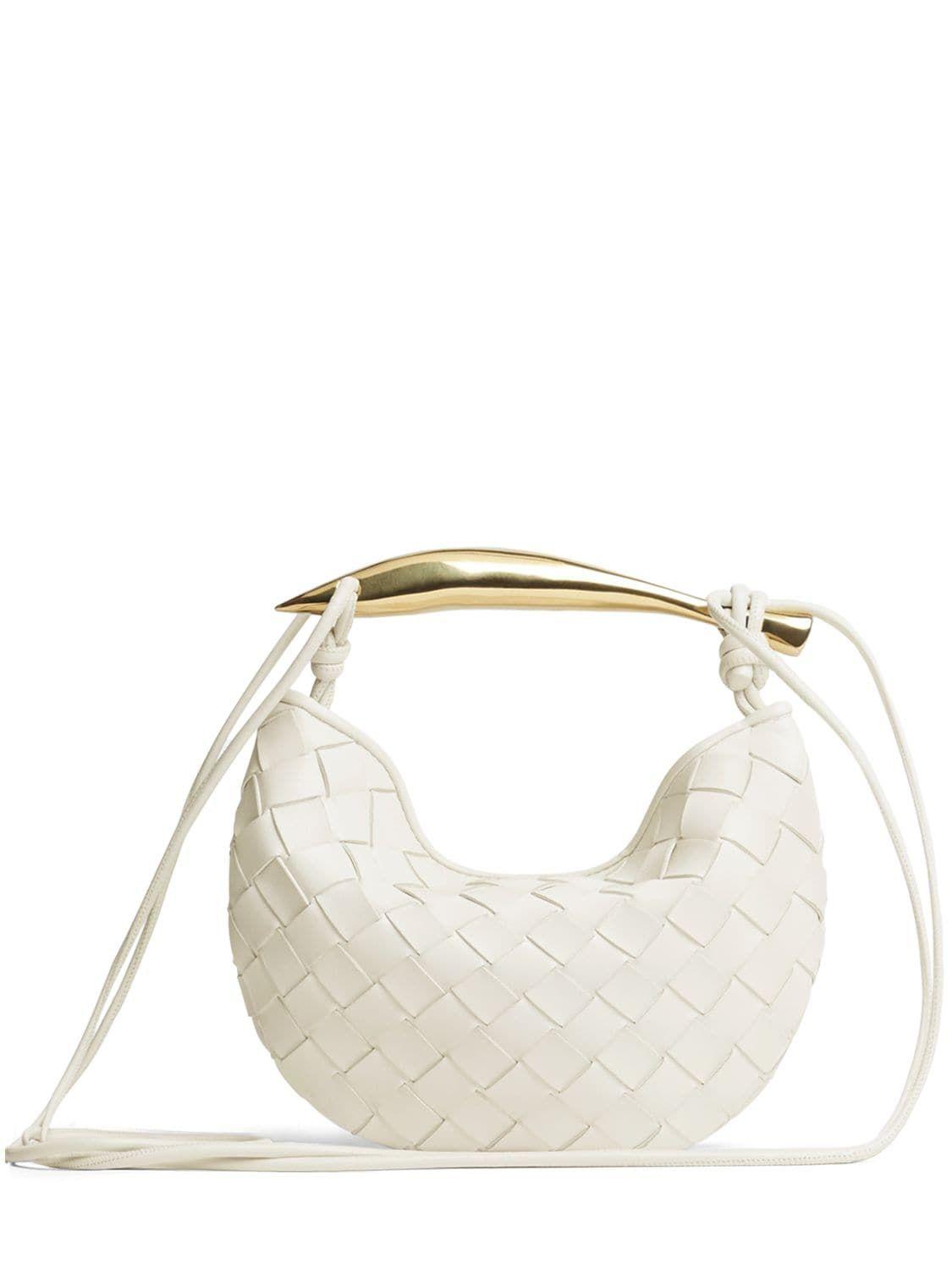 Bottega Veneta Mini Sardine Leather Top Handle Bag in White | Lyst