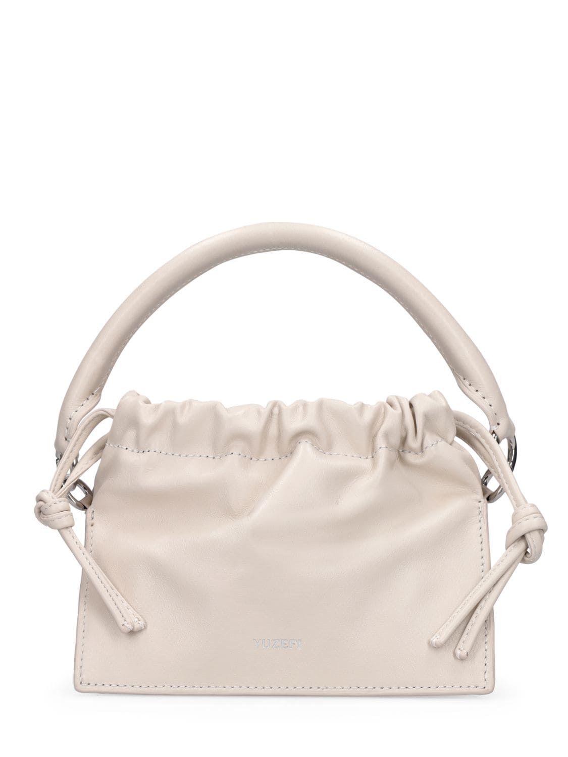 Yuzefi Mini Bom Leather Top Handle Bag in White | Lyst