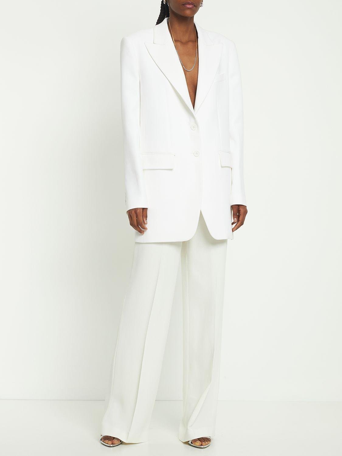 Michael Kors Crepe Sable Boyfriend Blazer in White | Lyst