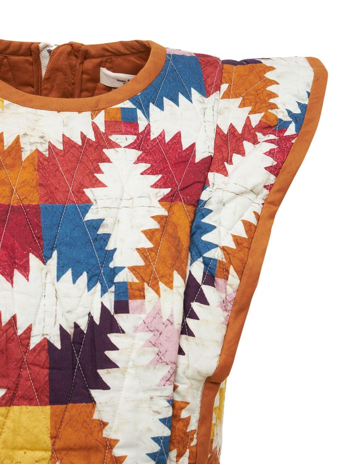 Étoile Isabel Marant Hakari Padded Cotton Patchwork Top in Orange