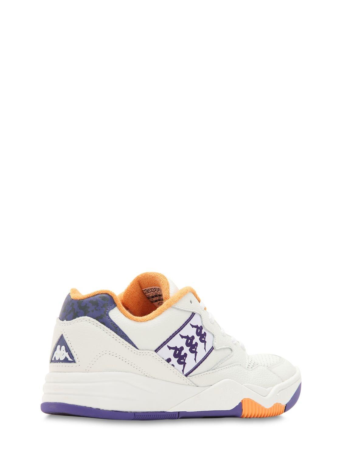 Kappa Leather Court Sneakers in White/Violet (White) for Men - Lyst