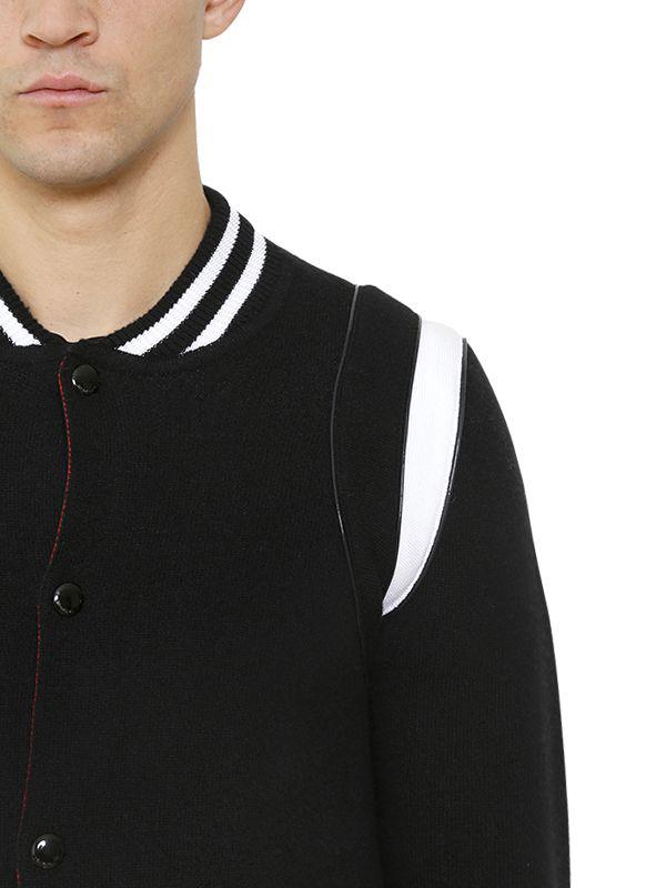 Givenchy Jacquard Wool Blend Knit Bomber Jacket in Black for Men 