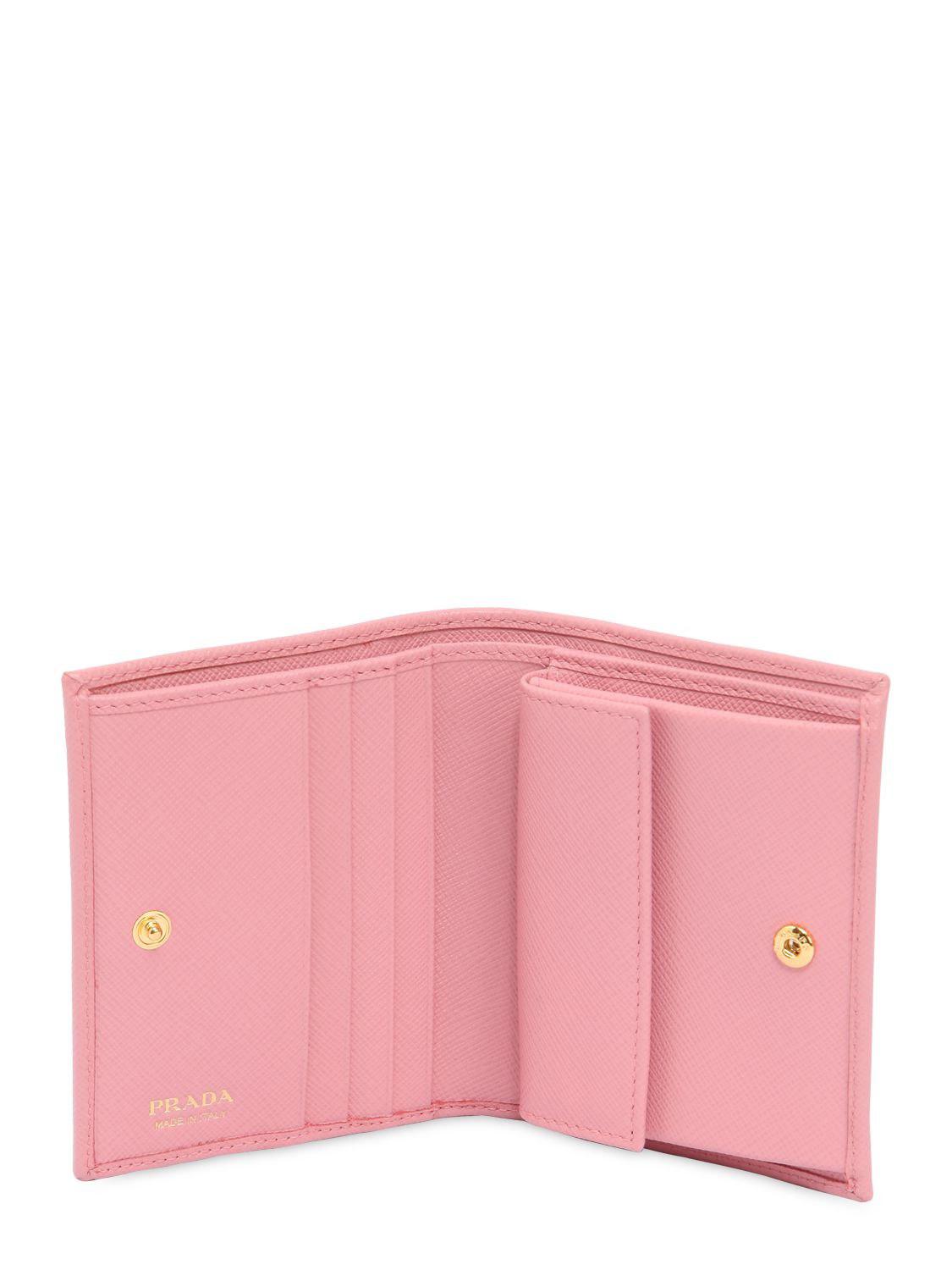 Prada Small Leather Wallet in Pink | Lyst
