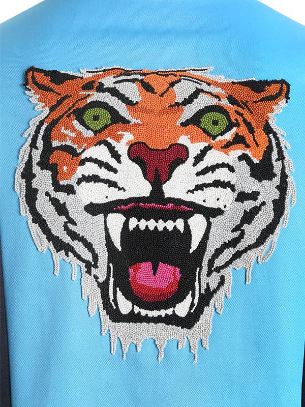 Sweat-shirt à zip en jersey avec patch tigre Gucci pour homme en coloris  Bleu | Lyst