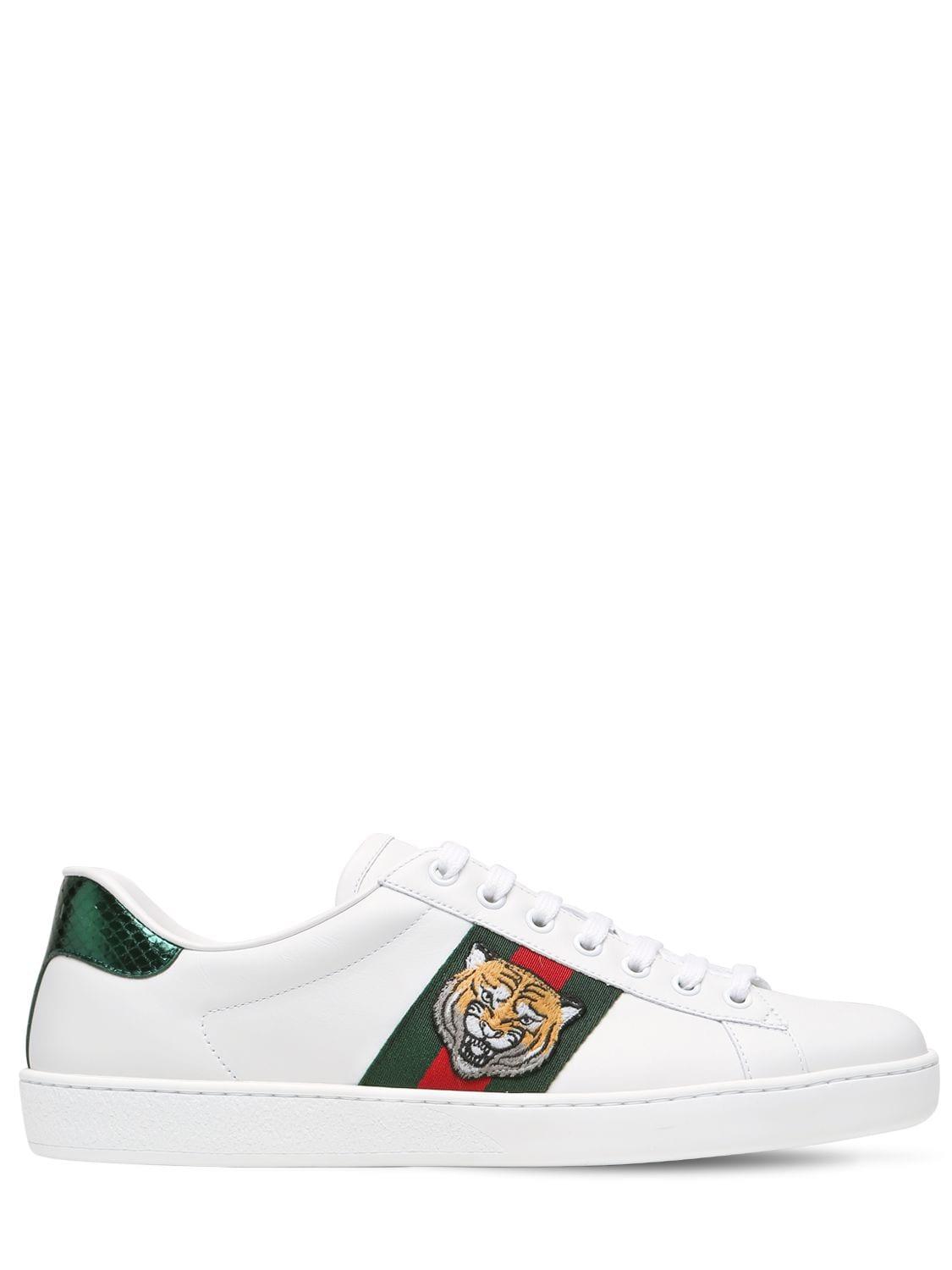 Gucci Tiger New Ace Leather Sneakers W/ Ayers in White for Men - Lyst
