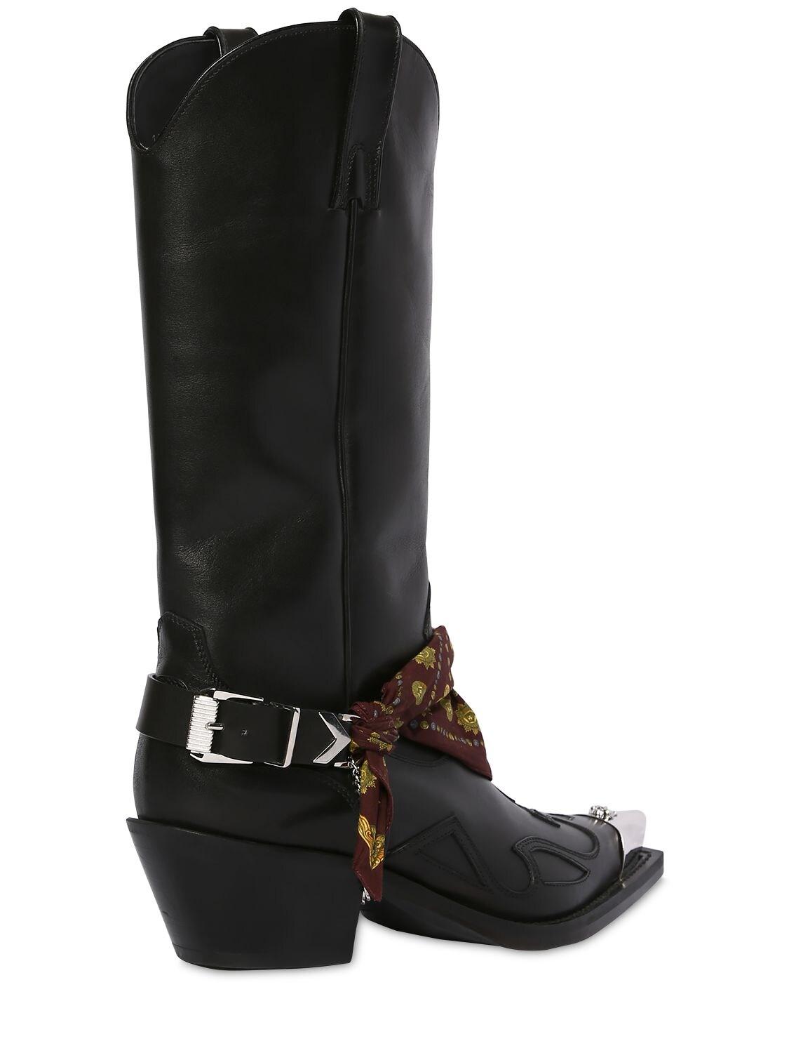 Versace 70mm Camperos Leather Cowboy Boots in Black | Lyst
