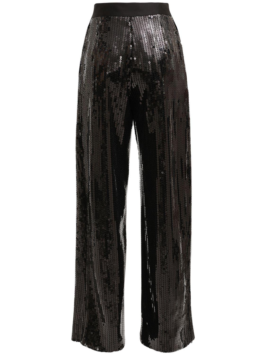 high waisted sequin trousers