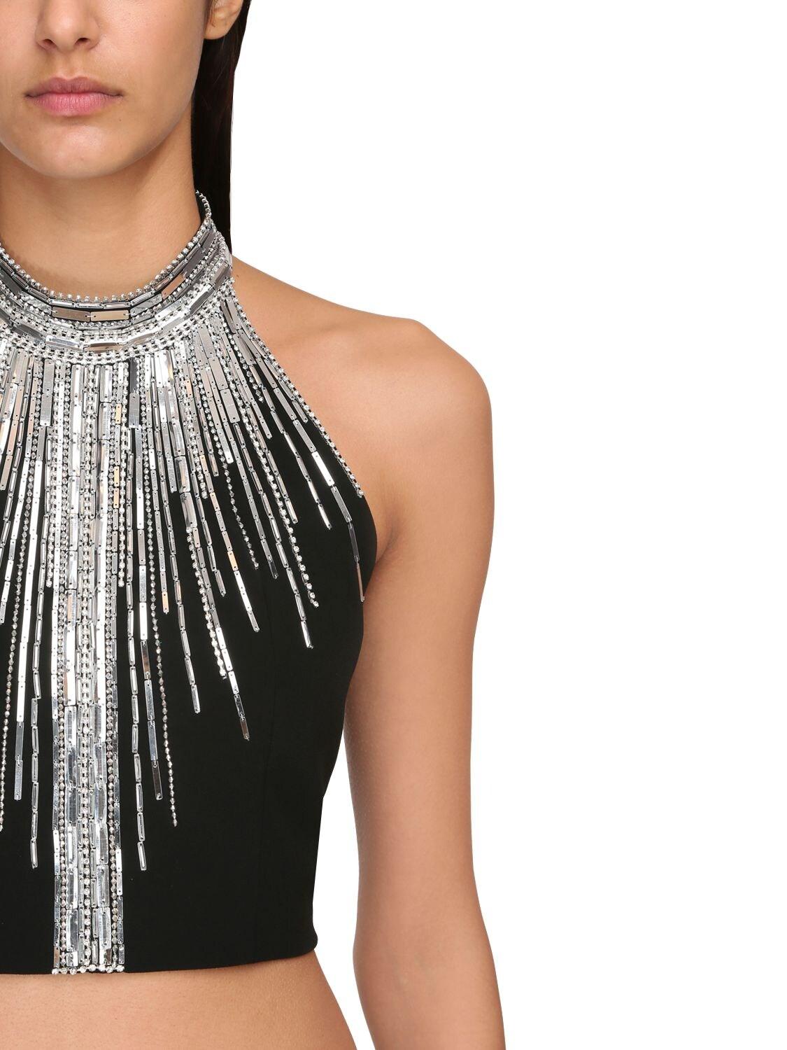 balmain crop top black