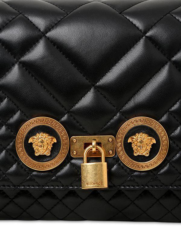 Versace Medium Quilted Icon Shoulder Bag in Black | Lyst