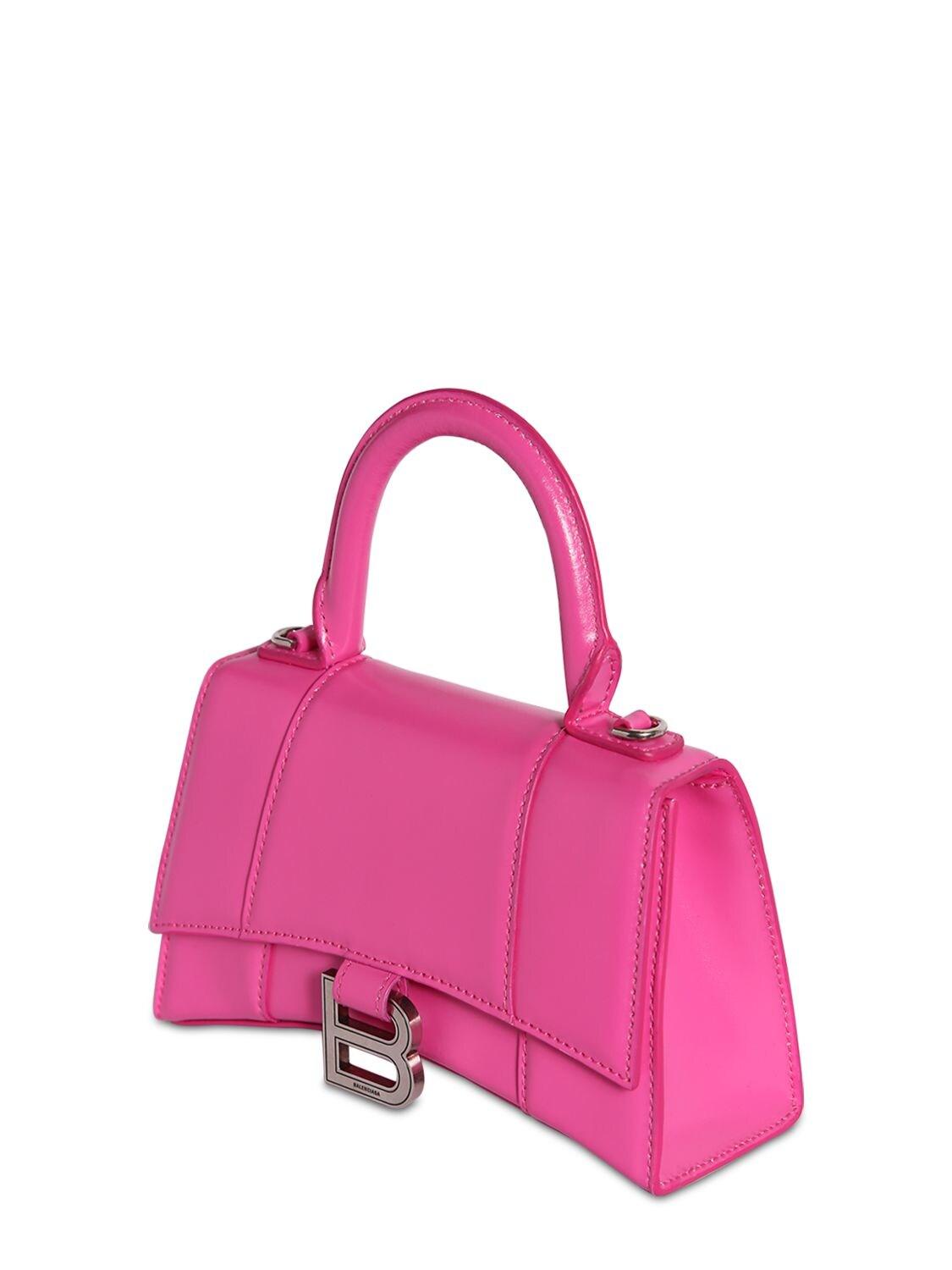 Balenciaga Xs Hourglass Smooth Leather Bag in Acid Fuchsia (Pink) | Lyst